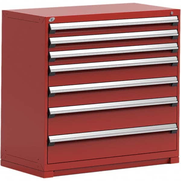 Rousseau Metal - 7 Drawer Flame Red Steel Modular Storage Cabinet - USA Tool & Supply