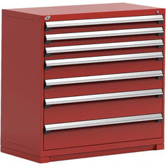 Rousseau Metal - 7 Drawer Flame Red Steel Modular Storage Cabinet - USA Tool & Supply