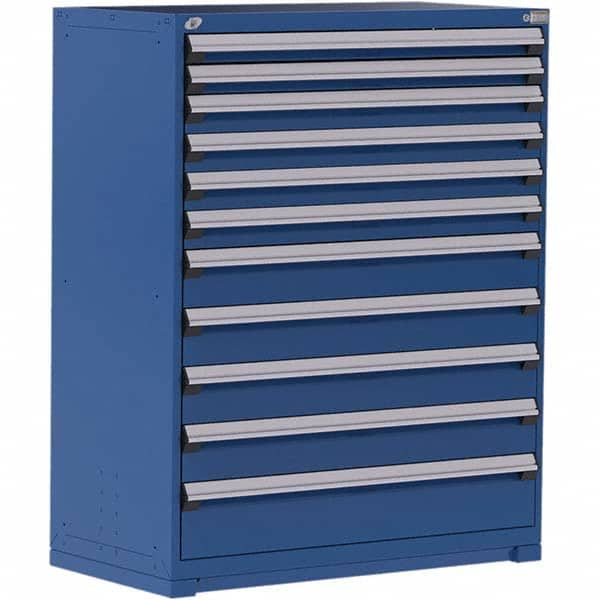 Rousseau Metal - 11 Drawer Avalanche Blue Steel Modular Storage Cabinet - USA Tool & Supply