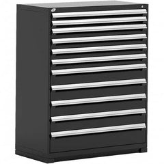 Rousseau Metal - 11 Drawer Black Steel Modular Storage Cabinet - USA Tool & Supply