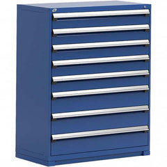 Rousseau Metal - 8 Drawer Avalanche Blue Steel Modular Storage Cabinet - USA Tool & Supply