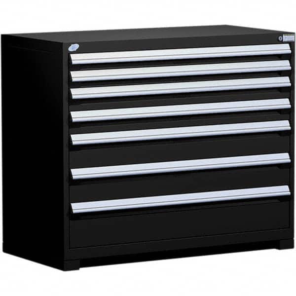 Rousseau Metal - 7 Drawer Black Steel Modular Storage Cabinet - USA Tool & Supply