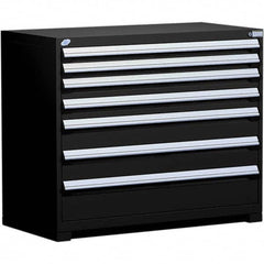 Rousseau Metal - 7 Drawer Black Steel Modular Storage Cabinet - USA Tool & Supply