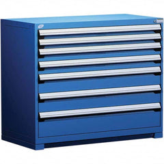 Rousseau Metal - 7 Drawer Avalanche Blue Steel Modular Storage Cabinet - USA Tool & Supply