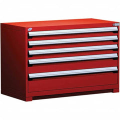 Rousseau Metal - 5 Drawer Flame Red Steel Modular Storage Cabinet - USA Tool & Supply
