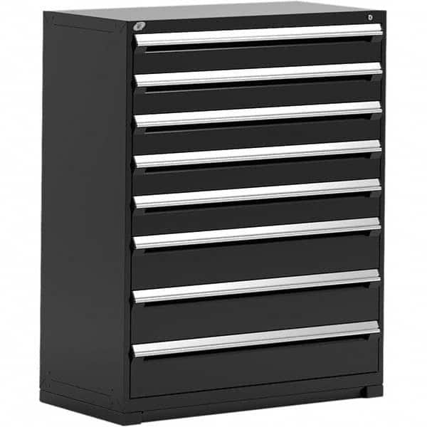 Rousseau Metal - 8 Drawer Black Steel Modular Storage Cabinet - USA Tool & Supply