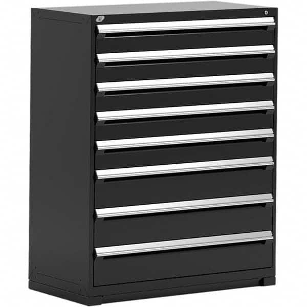 Rousseau Metal - 8 Drawer Black Steel Modular Storage Cabinet - USA Tool & Supply