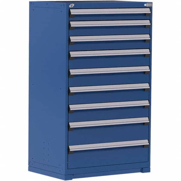 Rousseau Metal - 9 Drawer Avalanche Blue Steel Modular Storage Cabinet - USA Tool & Supply