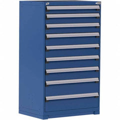 Rousseau Metal - 9 Drawer Avalanche Blue Steel Modular Storage Cabinet - USA Tool & Supply