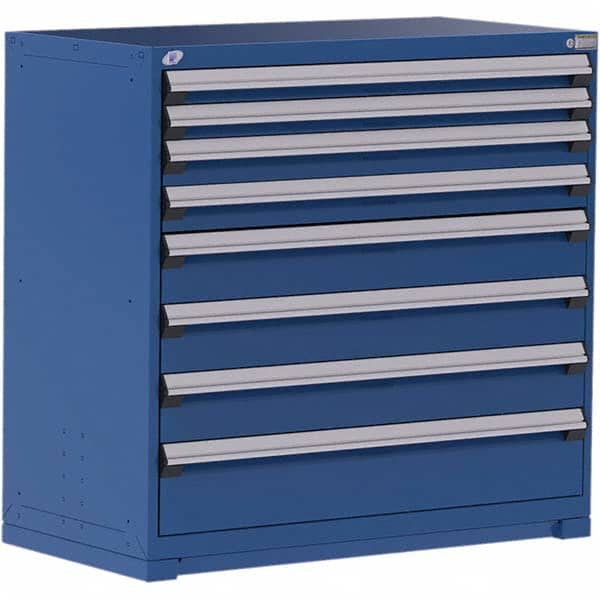 Rousseau Metal - 8 Drawer Avalanche Blue Steel Modular Storage Cabinet - USA Tool & Supply