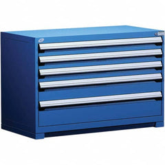 Rousseau Metal - 5 Drawer Avalanche Blue Steel Modular Storage Cabinet - USA Tool & Supply