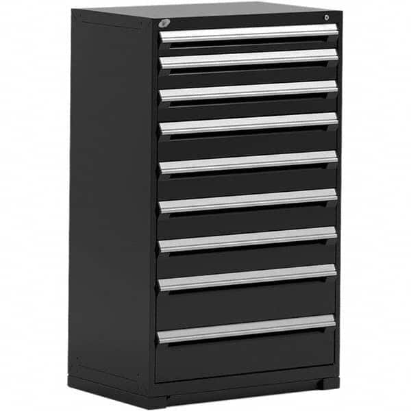 Rousseau Metal - 9 Drawer Black Steel Modular Storage Cabinet - USA Tool & Supply