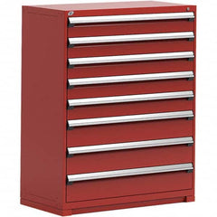 Rousseau Metal - 8 Drawer Flame Red Steel Modular Storage Cabinet - USA Tool & Supply
