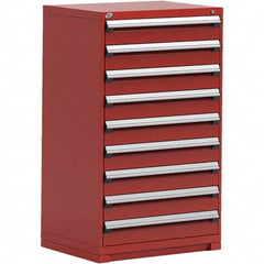 Rousseau Metal - 9 Drawer Flame Red Steel Modular Storage Cabinet - USA Tool & Supply