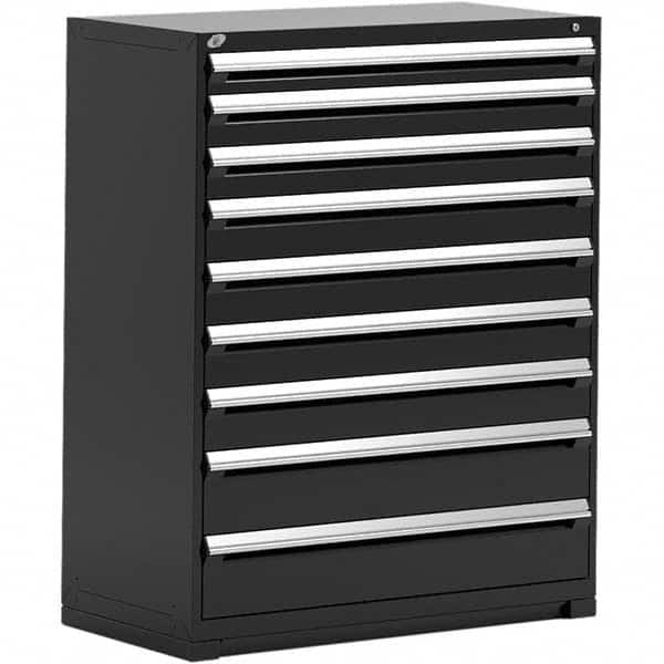 Rousseau Metal - 9 Drawer Black Steel Modular Storage Cabinet - USA Tool & Supply
