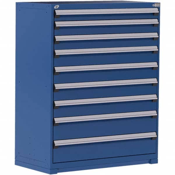 Rousseau Metal - 9 Drawer Avalanche Blue Steel Modular Storage Cabinet - USA Tool & Supply