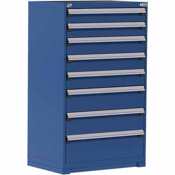 Rousseau Metal - 8 Drawer Avalanche Blue Steel Modular Storage Cabinet - USA Tool & Supply
