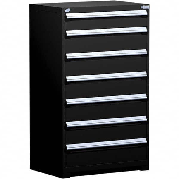 Rousseau Metal - 7 Drawer Black Steel Modular Storage Cabinet - USA Tool & Supply