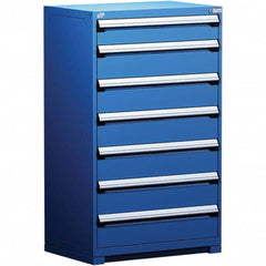 Rousseau Metal - 7 Drawer Avalanche Blue Steel Modular Storage Cabinet - USA Tool & Supply