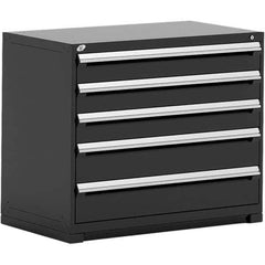 Rousseau Metal - 5 Drawer Black Steel Modular Storage Cabinet - USA Tool & Supply
