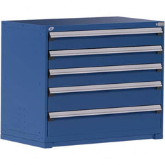 Rousseau Metal - 5 Drawer Avalanche Blue Steel Modular Storage Cabinet - USA Tool & Supply