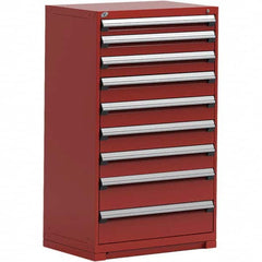 Rousseau Metal - 9 Drawer Flame Red Steel Modular Storage Cabinet - USA Tool & Supply