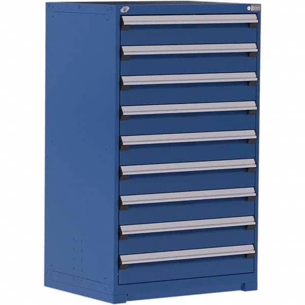 Rousseau Metal - 9 Drawer Avalanche Blue Steel Modular Storage Cabinet - USA Tool & Supply