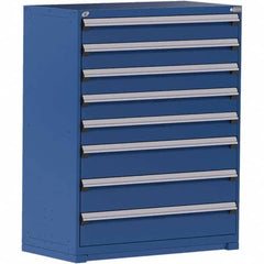 Rousseau Metal - 8 Drawer Avalanche Blue Steel Modular Storage Cabinet - USA Tool & Supply