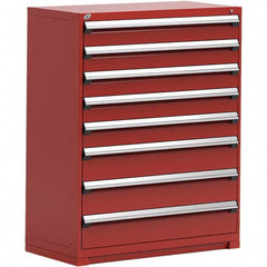 Rousseau Metal - 8 Drawer Flame Red Steel Modular Storage Cabinet - USA Tool & Supply