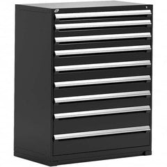 Rousseau Metal - 9 Drawer Black Steel Modular Storage Cabinet - USA Tool & Supply