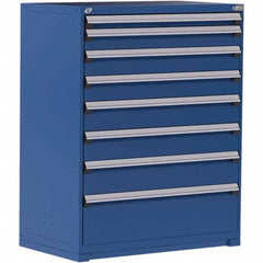 Rousseau Metal - 9 Drawer Avalanche Blue Steel Modular Storage Cabinet - USA Tool & Supply