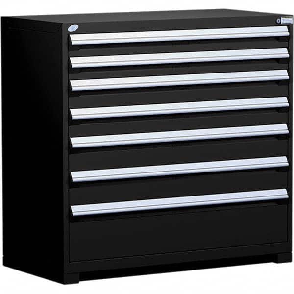 Rousseau Metal - 7 Drawer Black Steel Modular Storage Cabinet - USA Tool & Supply