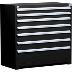 Rousseau Metal - 7 Drawer Black Steel Modular Storage Cabinet - USA Tool & Supply