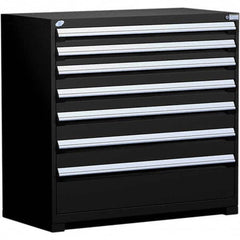 Rousseau Metal - 7 Drawer Black Steel Modular Storage Cabinet - USA Tool & Supply