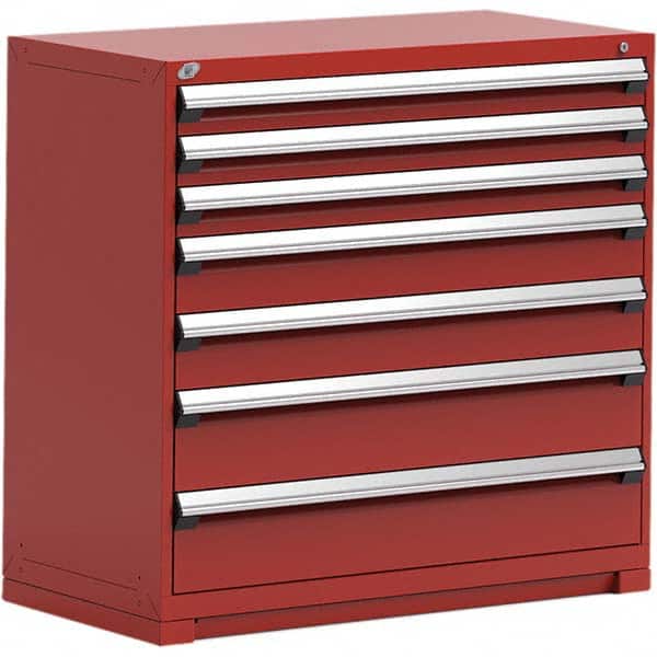 Rousseau Metal - 7 Drawer Flame Red Steel Modular Storage Cabinet - USA Tool & Supply