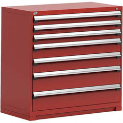 Rousseau Metal - 7 Drawer Flame Red Steel Modular Storage Cabinet - USA Tool & Supply