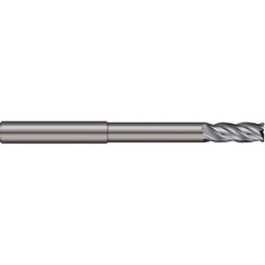Corner Radius End Mill: 3/8″ Dia, 3/4″ LOC, 0.02″ Radius, 4 Flutes, Solid Carbide 4″ OAL, 3/8″ Shank Dia, 38 ° Helix, Bright/Uncoated, Corner Radius End