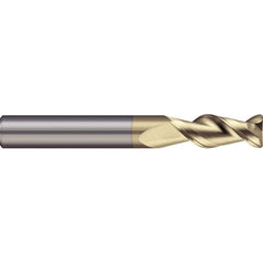 Corner Radius End Mill: 5/16″ Dia, 0.813″ LOC, 0.03″ Radius, 2 Flutes, Solid Carbide 2-1/2″ OAL, 5/16″ Shank Dia, 45 ° Helix, ZrN Coated, Corner Radius End