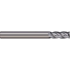 Corner Radius End Mill: 1/2″ Dia, 1-1/4″ LOC, 0.03″ Radius, 4 Flutes, Solid Carbide 3-1/2″ OAL, 1/2″ Shank Dia, 38 ° Helix, Bright/Uncoated, Corner Radius End