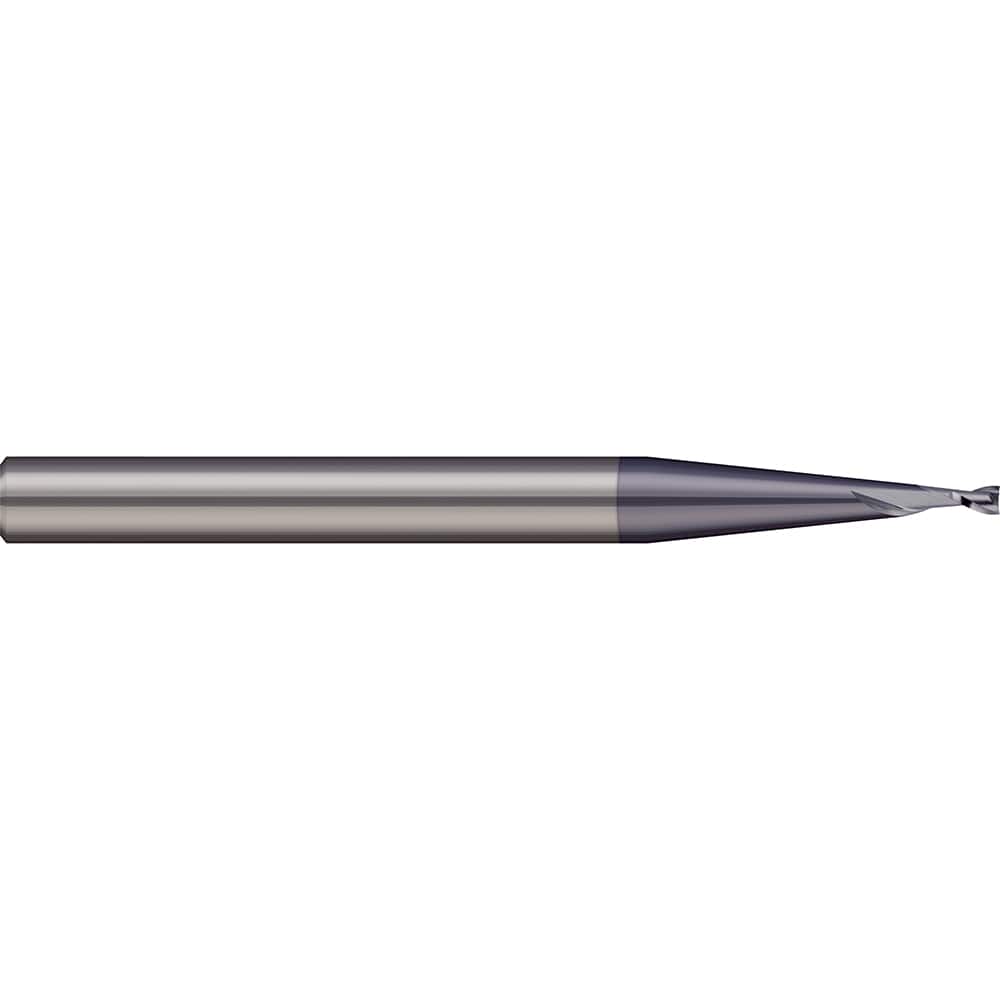 Square End Mill: 0.008'' Dia, 0.012'' LOC, 1/8'' Shank Dia, 1-1/2'' OAL, 2 Flutes, Solid Carbide Single End, AlTiN Finish, 30 ° Helix, Centercutting, RH Cut, RH Flute