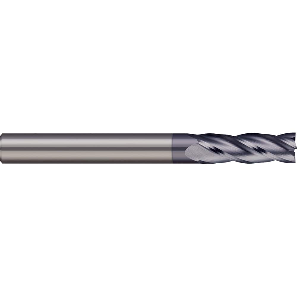 Square End Mill: 1/2'' Dia, 1'' LOC, 1/2'' Shank Dia, 3'' OAL, 4 Flutes, Solid Carbide Single End, AlTiN Finish, 30 ° Helix, Centercutting, RH Cut, RH Flute