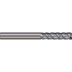 Square End Mill: 3/8'' Dia, 1-1/4'' LOC, 3/8'' Shank Dia, 3'' OAL, 5 Flutes, Solid Carbide Single End, Uncoated, 38 ° Variable Helix, Centercutting, RH Cut, RH Flute