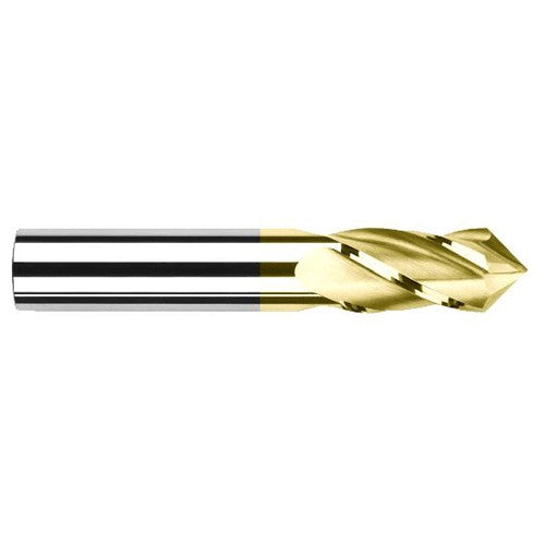 0.3125″ (5/16″) Cutter Diameter × 0.8120″ (13/16″) Length of Cut × 90° included Carbide Drill/End Mill, 4 Flutes, TiN Coated - Exact Industrial Supply
