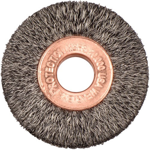 1-1/2″ Small Diameter Crimped Wire Wheel, .006″ Steel Fill, 3/8″ Arbor Hole - USA Tool & Supply