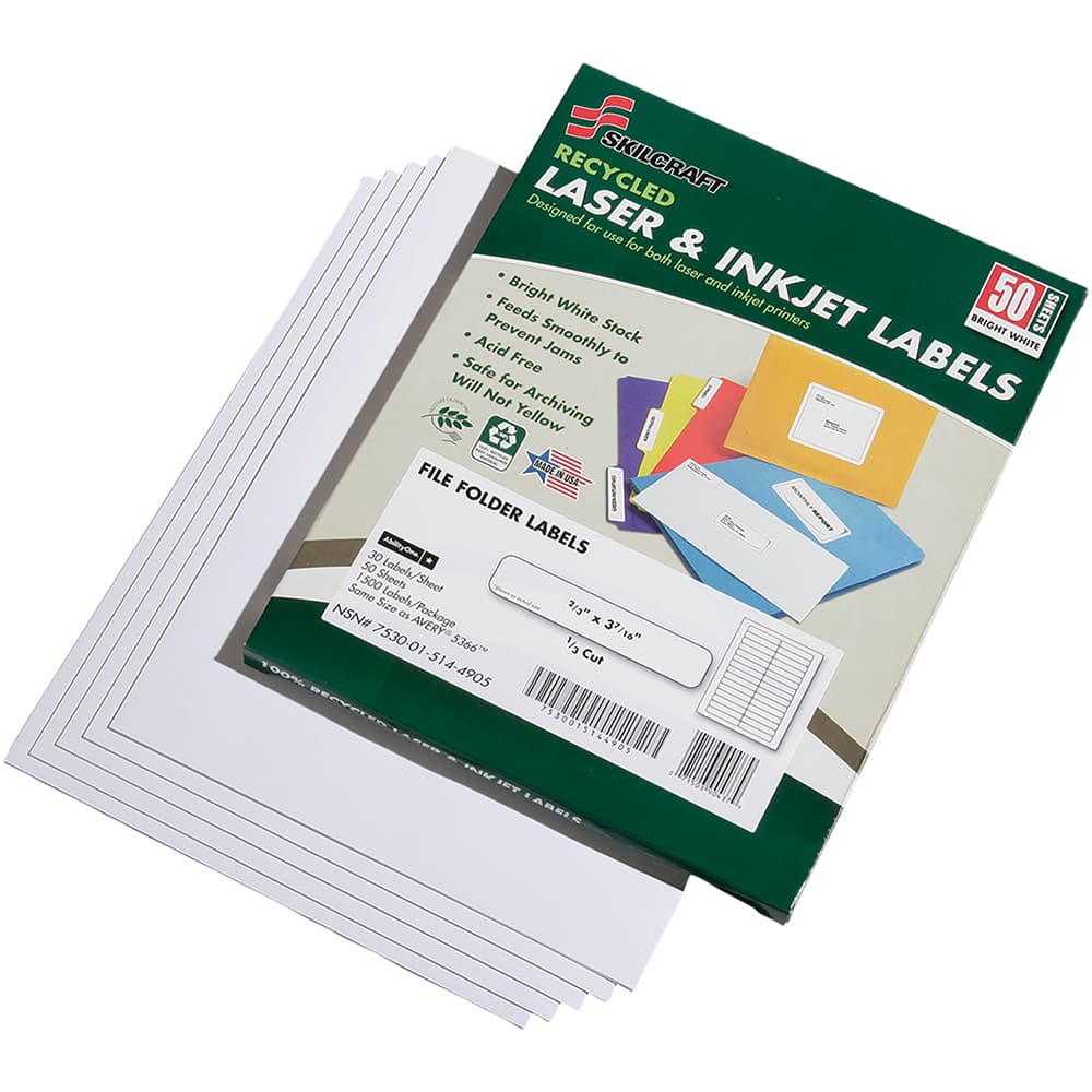 Ability One - Tabs, Indexes & Dividers; Indexes & Divider Type: End Tab Labels ; Number Of tabs: 1 ; Color: White ; Tab Color: White ; Tab Titles: Untabbed ; Bond: Self-Adhesive - Exact Industrial Supply