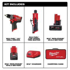 Tire Accessories; Type: Radial Tire Repair Kit; For Tire Size: All Tire Sizes; For Use With: Commercial Tires; Includes: (1) Carry Case; (1) Quick Change Adapter; (1) M12 REDLITHIUM CP 2 ah Lithium-Ion Battery 48-11-2420; (1) M12 REDLITHIUM XC 4 ah Lithiu