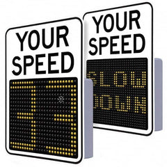 TAPCO - "Your Speed," 29" Wide x 23" High Aluminum Face/Polycarbonate Housing Speed Limit Sign - USA Tool & Supply