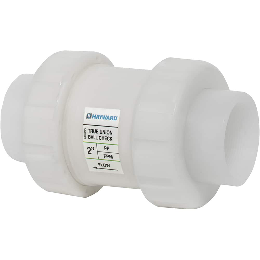 Hayward - Check Valves; Design: In-line; True Union Ball Check ; Tube Outside Diameter (mm): 19.050 ; Pipe Size (Inch): 3/4 ; Tube Outside Diameter (Inch): 3/4 ; End Connections: Threaded ; Material: Polypropylene - Exact Industrial Supply