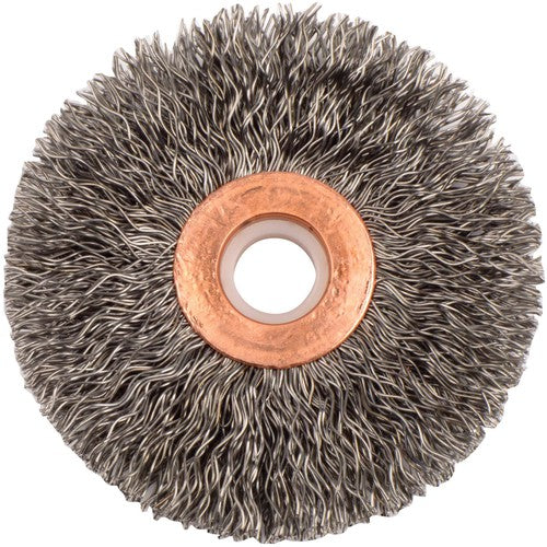 2-1/2″ Small Diameter Crimped Wire Wheel, .014″ Steel Fill, 1/2″-3/8″ Arbor Hole - USA Tool & Supply