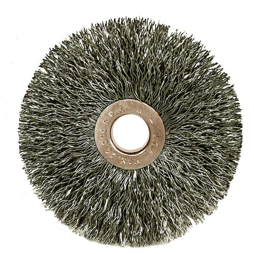 3″ Small Diameter Crimped Wire Wheel, .0104″ Steel Fill, 1/2″ Arbor Hole - USA Tool & Supply